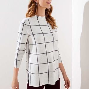 Loft Plaid Mock Neck Tunic Sweater